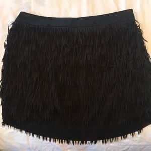 NWT express black fringe mini skirt. Size 4